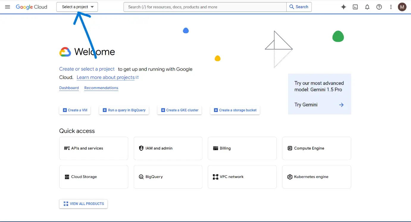 select new project for express login for wordpress